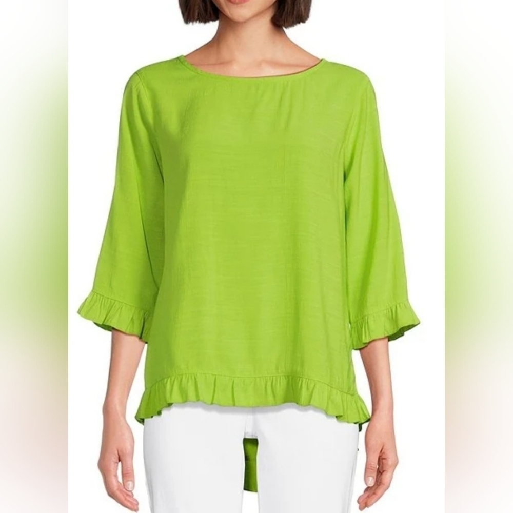MULTIPLES 3/4 SLEEVE BLOUSE SZ XL GREEN